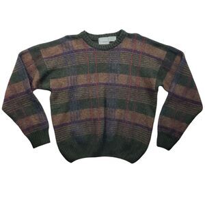 Vintage Christopher Hayes Shetland Wool Sweater Mens Large Plaid Knit England